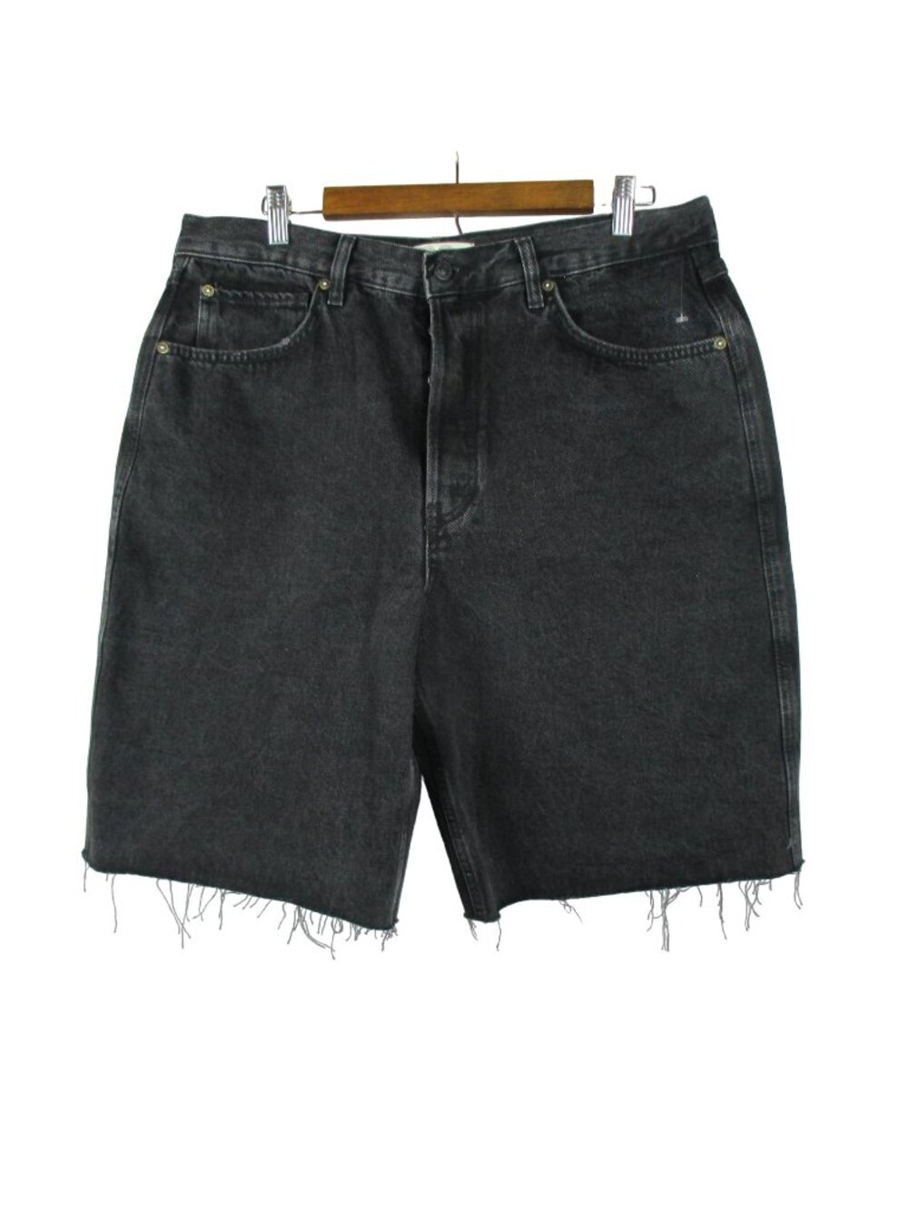 Free People We The Free Black Bermuda Jean Shorts 32 NEW Grunge Metal Casual